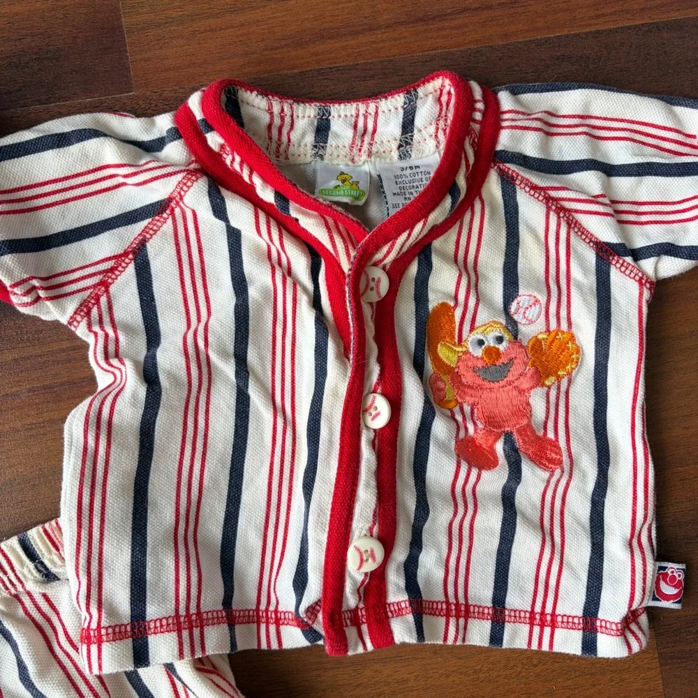 1994 Sesame Street Elmo Baseball Outfit‎ Baby Onesie Hat Pants Vintage